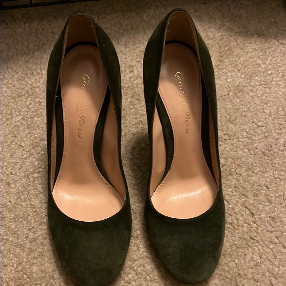 Gianvito Rossi Green Heels Suede Classic